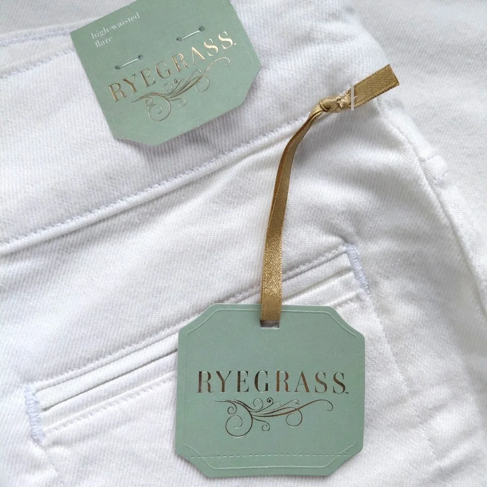 Ryegrass Jeans White Womens High Rise Super Flare Size 12 NEW Boho Coastal Chic - Picture 6 of 12